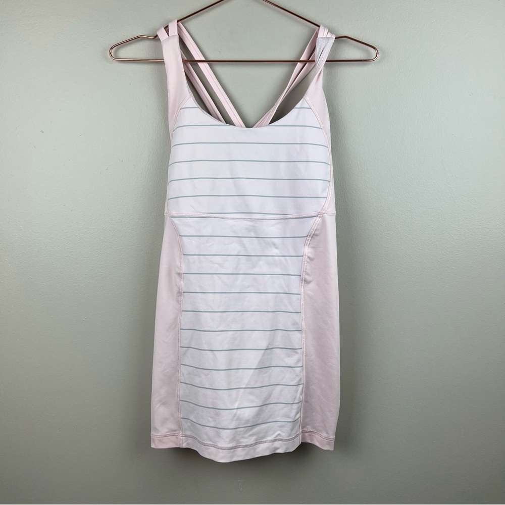 lululemon light pink striped tank women’s size 8
